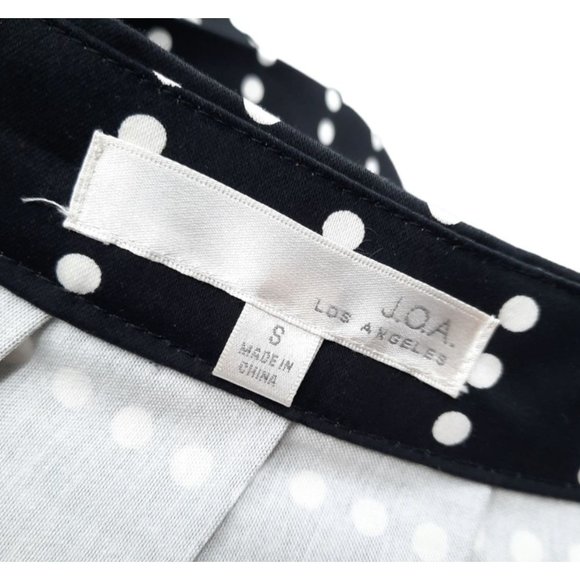 J.O.A. Los Angeles Black White Polka Dot Striped Pleated A-line Skirt Size S - Picture 8 of 10